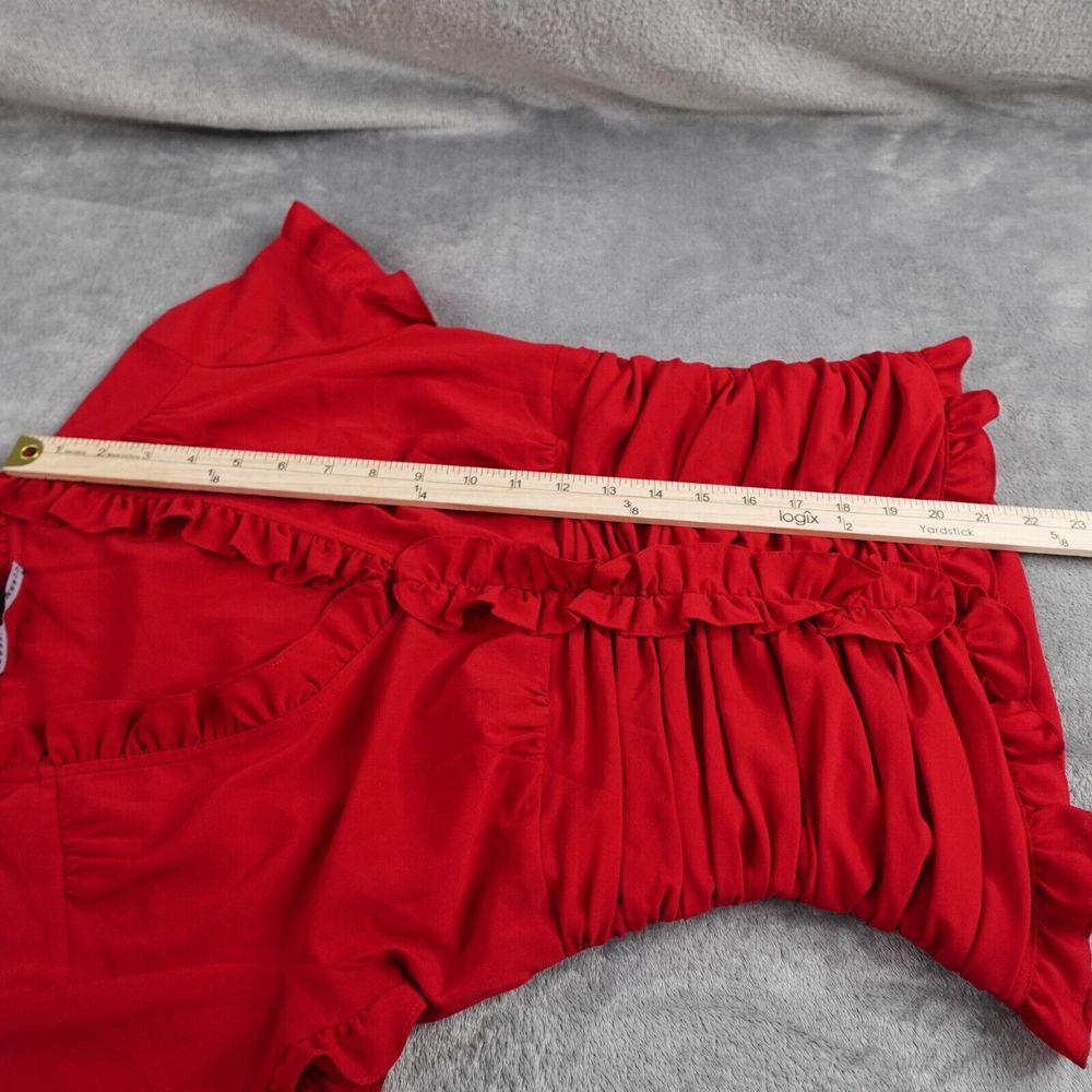 💚5/$25💚 Isabela DeMarco Womens Top Sz 2 Red Ruched,Ruffled,Office, very Fitted - Picture 7 of 8